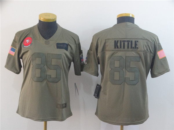Women's NFL San Francisco 49ers #85 George Kittle 2019 Camo Salute To Service Stitched Jersey(Run Small)